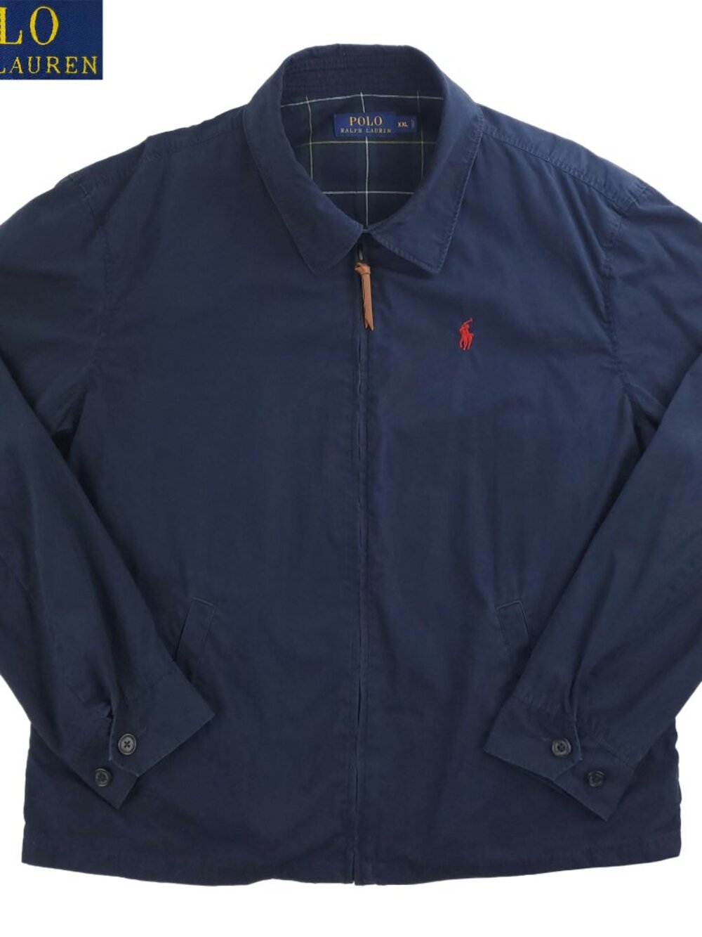 Polo Ralph Lauren Jacket Pony Harrington Golf Lined Cotton Navy Blue Men's XXL